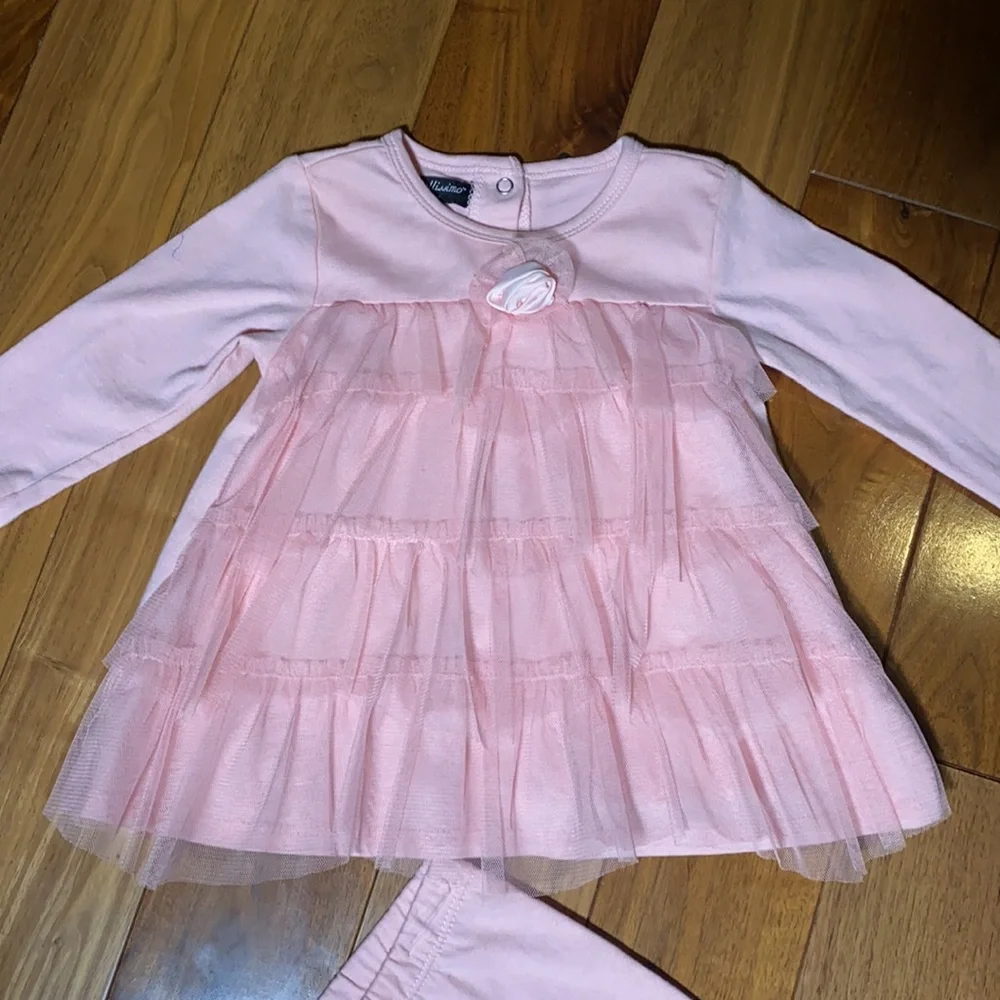 Wendy Bellissimo Baby Girl Pink Tunic Capri Set 9M Cottagecore Tulle Outfit